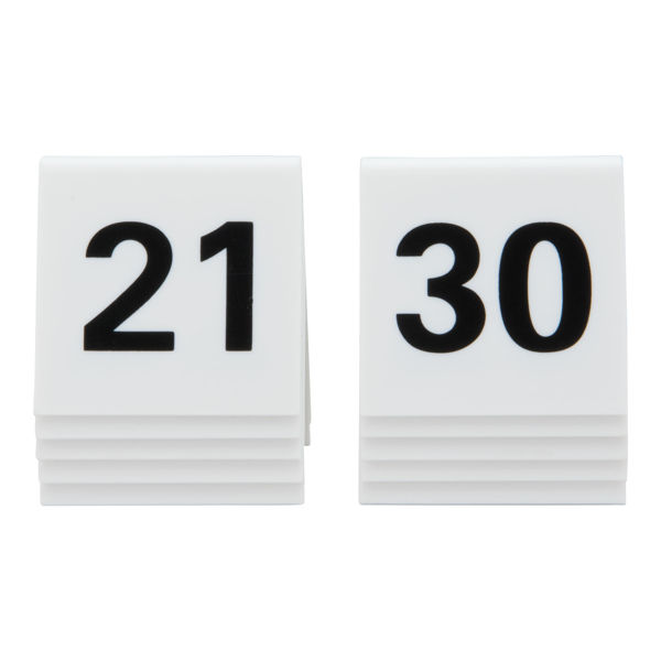 Picture of TABLE SIGNS, NUMBERS 21-30, WHITE, STACKABLE